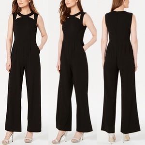 Calvin Klein Black Cutout Straight-Leg Jumpsuit
